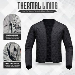 เสื้อแจ็คเก็ตมอเตอร์ไซค์กันลมสีดำสำหรับผู้ชาย แขนยาว ใส่ได้ทุกฤดู - Product Image 5