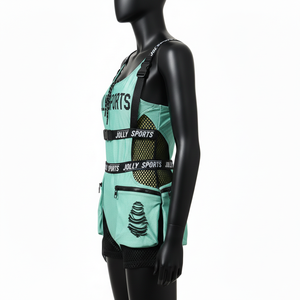 Traje de Baño de Mujer de Alta Calidad en Poliéster y Spandex GSM, Color Verde Menta con Paneles Laterales de Malla Negra, Logotipo Personalizado - Product Image 3
