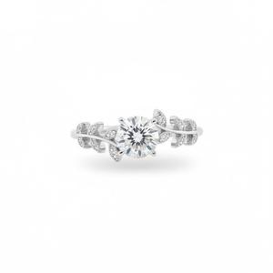 Bague de Fiançailles en Argent Sterling 925 avec Diamant de Laboratoire Rond en Or 10K, Motif Feuille de Vigne Naturelle, Bague Branche de Laurier, Vente en Gros - Product Image 5