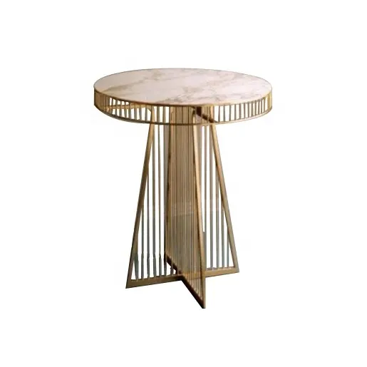 थोक धातु कॉफी टेबल दौर स्टेनलेस लकड़ी संगमरमर शीर्ष साइड टेबल होटल लाउंज अंत तालिका
