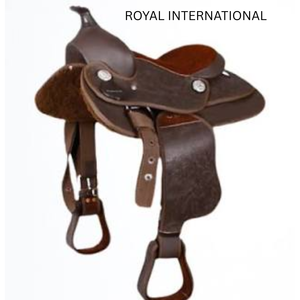 Silla de Montar Clásica de Cuero Marrón para Caballo Estilo Western con Estribos, Equipo Ecuestre Duradero para Vaqueros, Ideal para Ranchos, Senderos, Rodeos y Entrenamiento - Product Image 1