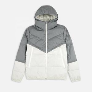 Men's Thick Hooded <b>Puffer</b> <b>Jacket</b> Gray <b>White</b> Windproof Waterproof Breathable Eco-Friendly Polyester Wadding Filled Zipper Closure - Product Image 1