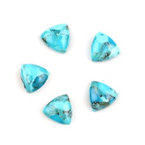 Turquesa Natural de Mohave, Arizona, al por Mayor, en Forma de Trillón de 10 mm, con Reverso Plano, Calibrada, Altamente Pulida, Piedra Preciosa Suelta - Product Image 1