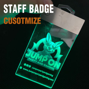 Staff Badge Custom <b>Rechargeable</b> <b>LED</b> <b>Light</b> Up Premium Acrylic Staff Badge with Logo for Employee Corporate Event OEM Factory - Product Image 1