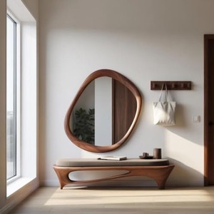Handcrafted Mango Wood Organic Blob Statement <b>Mirror</b> | Biomorphic Sculpture Wholesale - Product Image 2