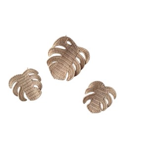 Adorno de pared con forma de hoja de monstera para habitación infantil moderna, decoración de ratán para niños, material de mimbre ecológico, artesanía tropical. - Product Image 1