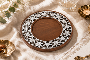 Plateau de service élégant en bois fait main avec mosaïque de nacre – Plat décoratif de luxe pour la maison et la salle à manger - Product Image 6