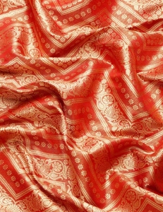 KV <b>Red</b> Brocade Heavy Zari Woven <b>Saree</b> With Unstitched Blouse - Product Image 3