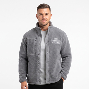 Stand Collar Sherpa Fleece Jacket Men Outdoor Warm Up Winter Polar Sherpa Fleece Jackets Men's Chest Pocket Sherpa <b>Coat</b> Mens - Product Image 1
