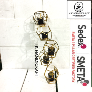 Portavelas Geométrico de Hierro Forjado de 6 Cabezas IK Handicraft, Decoración de Mesa Moderna y Lujosa con Acabado de Color Personalizado, Hecho a Mano - Product Image 5