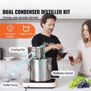 Kit di Distillazione per Alcol e Acqua in Acciaio Inox da 3 Galloni/11,4 L con Raffreddamento a Serpentina per Fermentazione e Raffinazione Domestica - Product Image 2