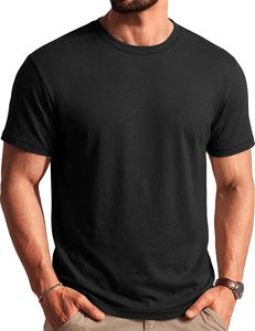 T-shirt pour homme en spandex/coton, col rond, vente en gros, décontracté, manches courtes, respirant, écologique, doux pour la peau, confortable - Product Image 1