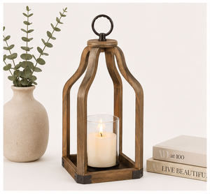 Handcrafted Rustic Wood <b>Lantern</b> <b>Candle</b> Holder Farmhouse Decorative Wooden <b>Lantern</b> Indoor Outdoor Porch Decor - Product Image 2