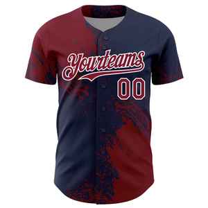 Camiseta de Béisbol Personalizada para Hombre con Nombre y Números del Equipo, Color Granate, Cuello en V, Botones, Manga Corta, Absorbe la Humedad, Corte Regular, para Adulto, Impresión Serigrafiada - Product Image 6