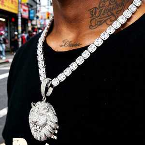 Pendentif Tête de Lion en Moissanite VVS, Argent Sterling 925, Bijou Hip Hop Plaqué Rhodium, Fait Main, Style Iced Out, Breloque pour Homme - Product Image 2