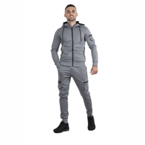 Custom Premium Tracksuit Men's Hooded Sports Tracksuit Activewear Jogger Set Gym Wear Running Wear Workout Wear <b>Silver</b> Tracksuit - Product Image 1