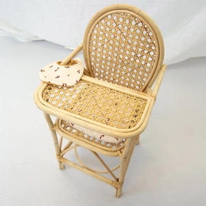 Silla de alimentación de mimbre para bebés, sillas altas plegables de madera maciza para bebés y niños, trona alimentadora para niños - Product Image 2