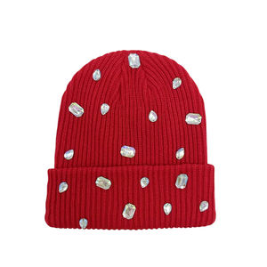<b>Mens</b> Rhinestone Beanie Premium Warm Knit <b>Cap</b> Folded Cuff Design Private Label OEM Wholesale Beanie <b>Caps</b> MADE BY BS - Product Image 1