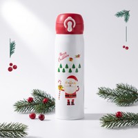 Gobelet isotherme de Noël 500 ml avec revêtement en acier inoxydable 304, couvercle à clapet verrouillable et logo personnalisé