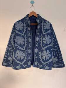 Hand-Embroidered Suzani <b>Kantha</b> <b>Jacket</b> Bohemian Cotton Quilt Coat Floral Embroidered Velvet <b>Jacket</b> - Product Image 3