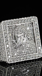 Lab Grown Diamond Square Signet <b>Ring</b> White Gold Pave Statement <b>Ring</b> Luxury Hip Hop Fine Jewelry For <b>Men</b> Unisex Gift - Product Image 6