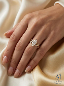 Anillo de Compromiso con Moissanita Corte Marquesa, Banda de Diamantes Cultivados en Laboratorio, Certificado IGI, Ajustable, Plata, Joyería Inspirada en la Naturaleza para Mujer - Product Image 4