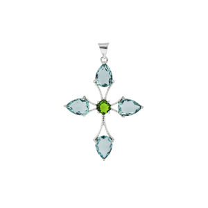 Collier Pendentif en Apatite et Péridot Plaqué Or 18K, Croix Céleste Style Bohème avec Chaîne Corde, Pierre de Naissance d'Août - Vente en Gros - Product Image 2