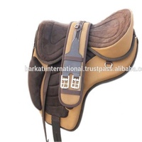 Selles équestres d'endurance sans arbre en cuir véritable durable avec sangle de ventre Selle sans arbre