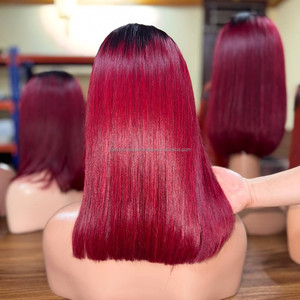 Top Selling Vietnamese Human Hair Lace Front Wigs <b>Medium</b> Length Bob Wig Swiss Lace Transparent HD Customized - Product Image 3