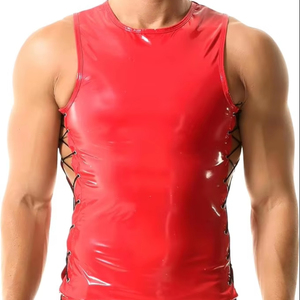 Chaleco de cuero sintético para hombre, camiseta sin mangas de algodón para hombre, camiseta sin mangas con impresión de logotipo personalizado para hombre - Product Image 1