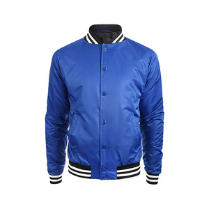 Chaqueta Varsity Azul Satinado para Hombre, Manga Larga, Cortavientos, Chaqueta Bomber de Invierno, Logotipo Personalizado, Ropa Urbana - Product Image 1
