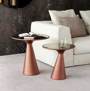 Mesa de Centro Redonda Moderna Más Vendida con Tapa de Vidrio Templado y Base de Metal para Sala de Estar, Diseño Decorativo - Product Image 4