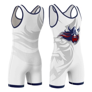 Maillot de lutte ajusté unisexe pour adulte, 100 % polyester épais, avec logo frontal, idéal pour l'entraînement d'équipe - Product Image 4