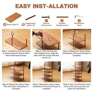 Standing Shoe Storage <b>Shelf</b>, Vertical Shoe Rack, Multi-Functional Storage <b>Shelf</b> for Entryway, Living Room, Bedroom-Brown - Product Image 4