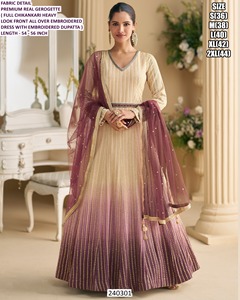 ชุดเดรส Anarkali ปักลาย Bandhani รุ่น Aafreen Mustard Luxe สำหรับผู้หญิง ผ้าจอร์เจตต์ยาวกรอมพื้น ดีไซน์หรูหราสำหรับงานปาร์ตี้ - Product Image 4