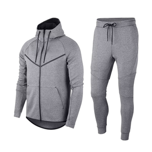 Custom Brand Logo Winter Solid Men's Casual Sportswear Two Piece Set Fitness Training Tracksuit Breathable Plus Size - Product Image 4