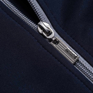 Men's Navy Blue Tracksuit Set Full <b>Zip</b> Jacket With Gray Panels And Matching Pants Breathable Sporty Design Autumn Wear - Product Image 4