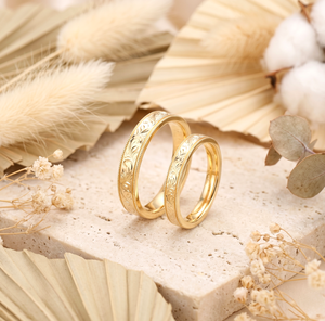 แหวนแต่งงานทองคำขาว 14K สลักลายวินเทจ แหวนหมั้นแบบยูนิเซ็กซ์ น้ำหนัก 7-10 กรัม แหวนขอแต่งงาน ชุบทอง - Product Image 3