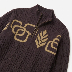 Sudadera con Capucha y Cierre de Cremallera de un Cuarto, Estilo Urbano, Felpa Francesa, Color Sólido, Corte Regular, Forro Polar Grueso, Unisex, 100% Algodón - Product Image 5