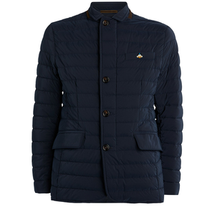 <b>Men's</b> Navy Blue Canvas Quilted <b>Jacket</b> Stand Collar Zipper Closure Windproof Slim Fit Winter <b>Smart</b> Casual Sherpa Floral Polyester - Product Image 1