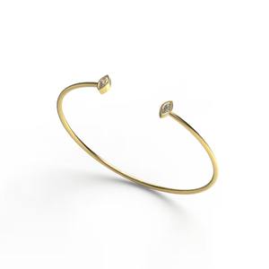 Bracelet jonc élégant en or massif 14 carats avec diamants taille marquise, fin et minimaliste, bijou raffiné, cadeau de luxe pour femme - Product Image 5
