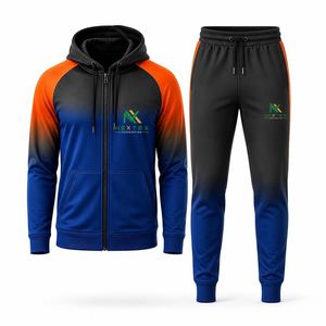 Custom Sublimation Tracksuit Set Men's <b>Full</b> <b>Zip</b> <b>Hoodie</b> and Jogger Pants Sportswear - Product Image 2