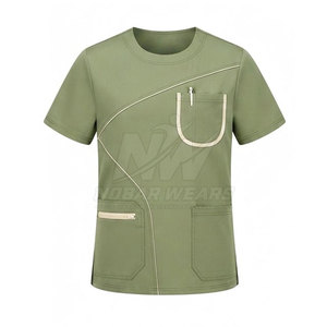 Haut d'uniforme médical fonctionnel à manches courtes et col rond, idéal pour les hôpitaux, cliniques, soins infirmiers et laboratoires - Product Image 2