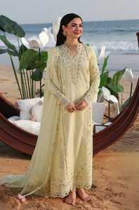 Women Floor-Length Cream <b>Silk</b> <b>Kurta</b> Loose Fit Traditional Ethnic Wear India Pakistan Wedding Style - Product Image 5
