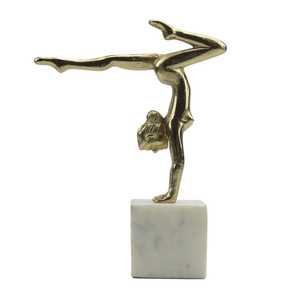 Jaffs Exports Aluminium 28cm H X 8cm W X 21.5cm L Golden Gymnast Figurine Sculpture Handmade Artistic Modern Tabletop Decor Home - Product Image 1