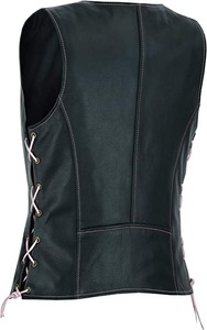 Gilet long en cuir véritable noir pour femme, veste sans manches tendance - Product Image 2