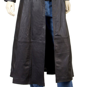 <b>Men</b> Long Leather Trench Coat Wholesale Genuine Leather <b>Winter</b> <b>Overcoat</b> Custom Luxury Fashion OEM ODM Private Label - Product Image 4