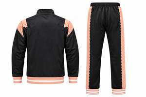 Custom Men Black Peach Tracksuit Zipper Jacket Side Stripe Sweatpants Sportswear Set Running Fitness <b>Jogging</b> <b>Suit</b> OEM Wholesale - Product Image 3