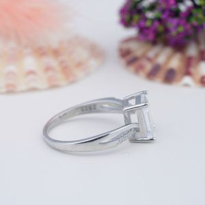 Classic Fine Jewelry <b>Rings</b> Square Topaz 925 Sterling Silver Gemstone <b>Ring</b> with <b>CZ</b> Zircon <b>Ring</b> for Women - Product Image 4