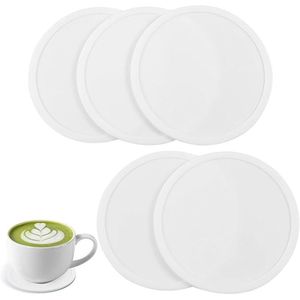 5-Pack White Silicone Drinkware <b>Coasters</b> Non-Slip <b>Coasters</b> <b>for</b> Dining Table Cute Desk <b>Coasters</b> Great <b>for</b> <b>Drinks</b> - Product Image 1